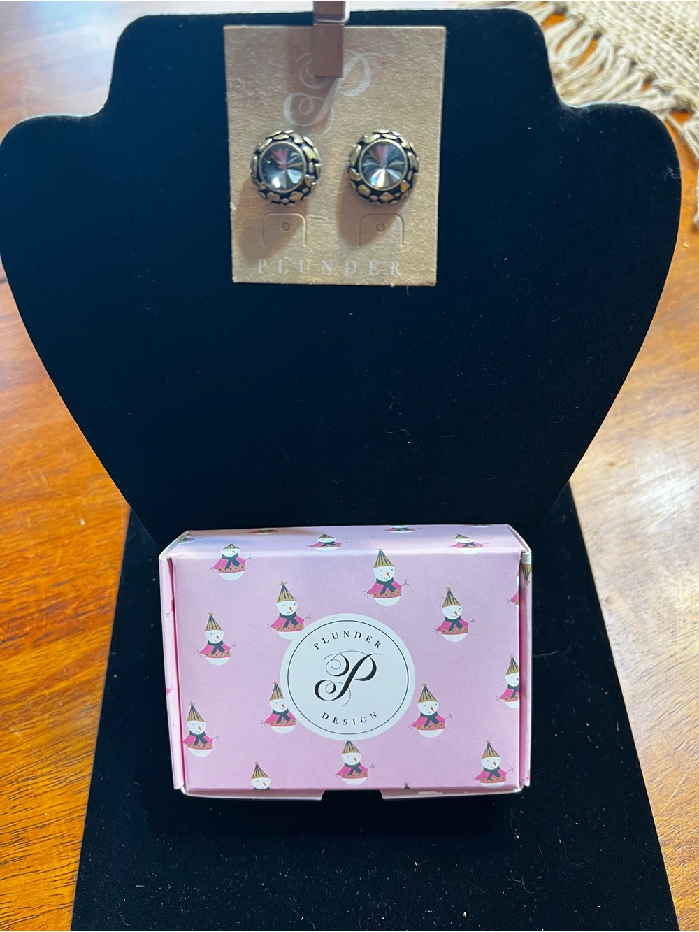 Plunder Silver-Tone Studs with Black Center and Antique Gold Accents